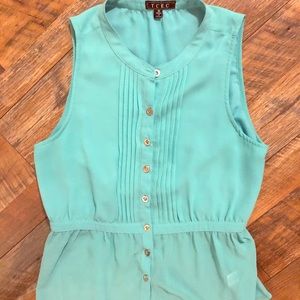Peplum TCEC teal sleeveless blouse